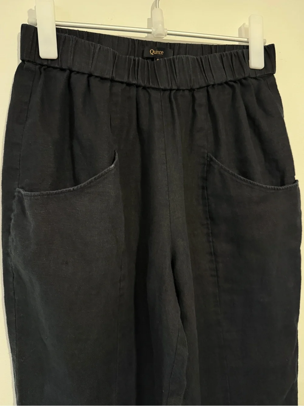 Quince European Linen Tapered Ankle Pant - Size Small - Black